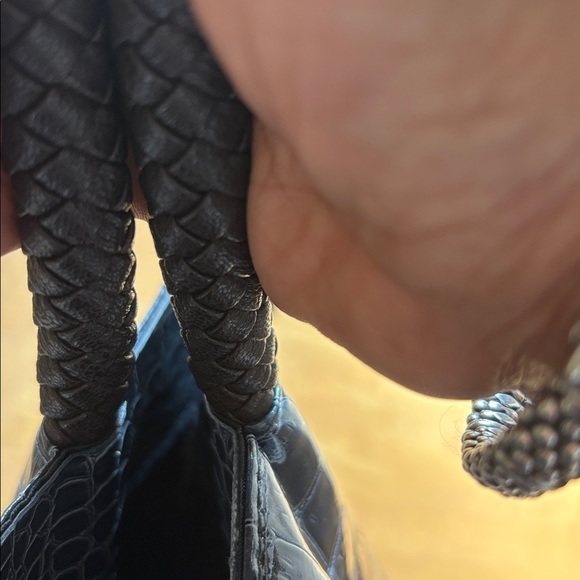 Neiman Marcus Navy Croc Embossed Tote - Picture 9 of 9